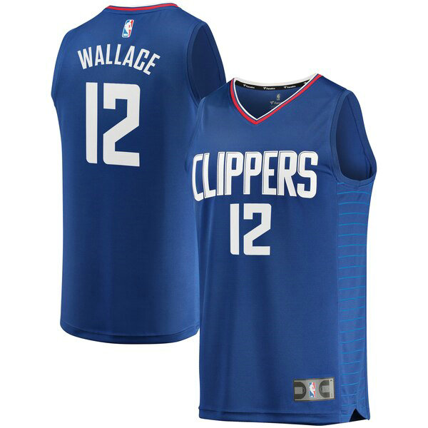 Camiseta Tyrone Wallace 12 Los Angeles Clippers Icon Edition Azul Hombre